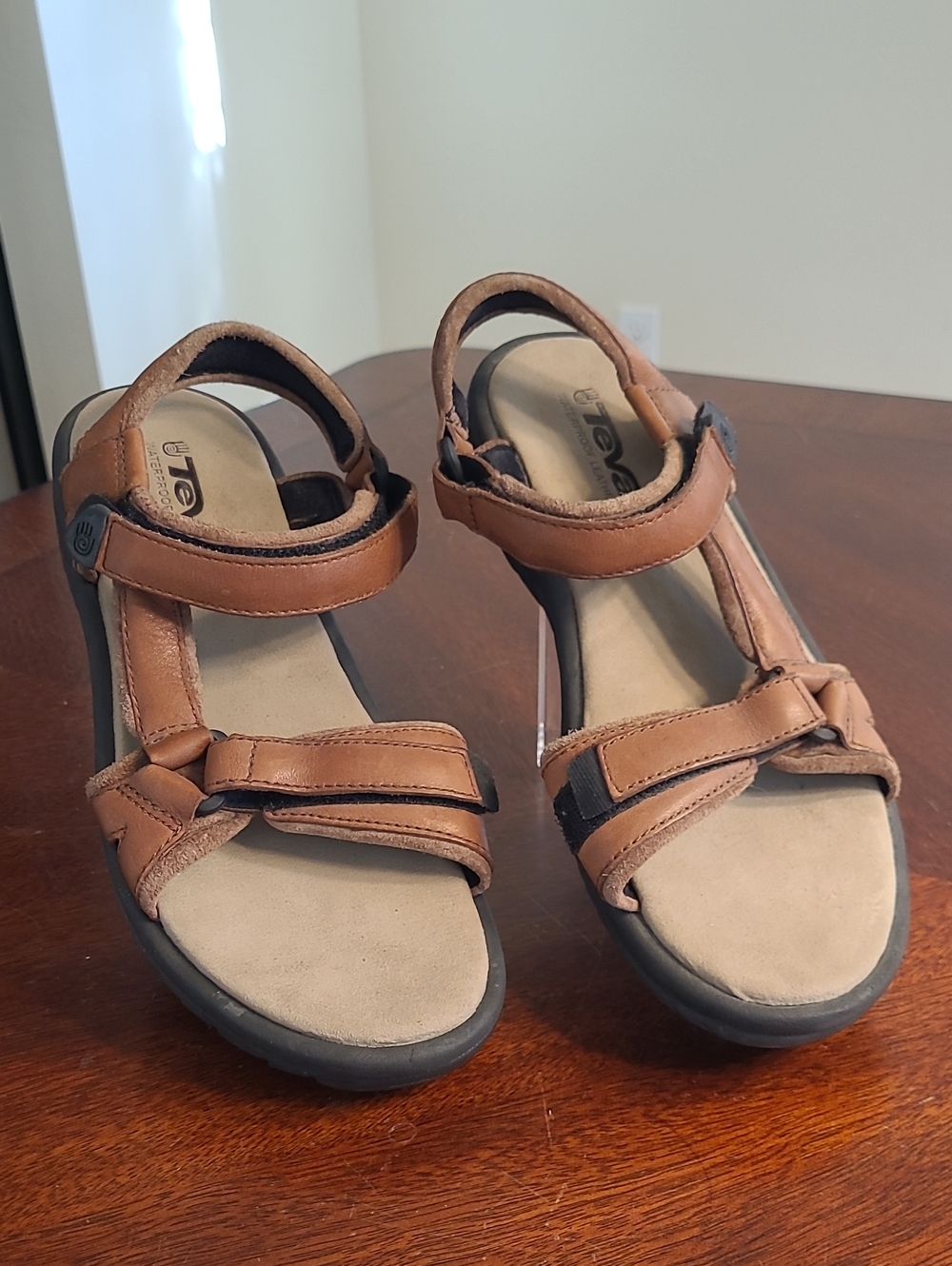 Teva Brown Leather Strappy Sport Sandals for Women Size 9 Hiking Walking Sandals